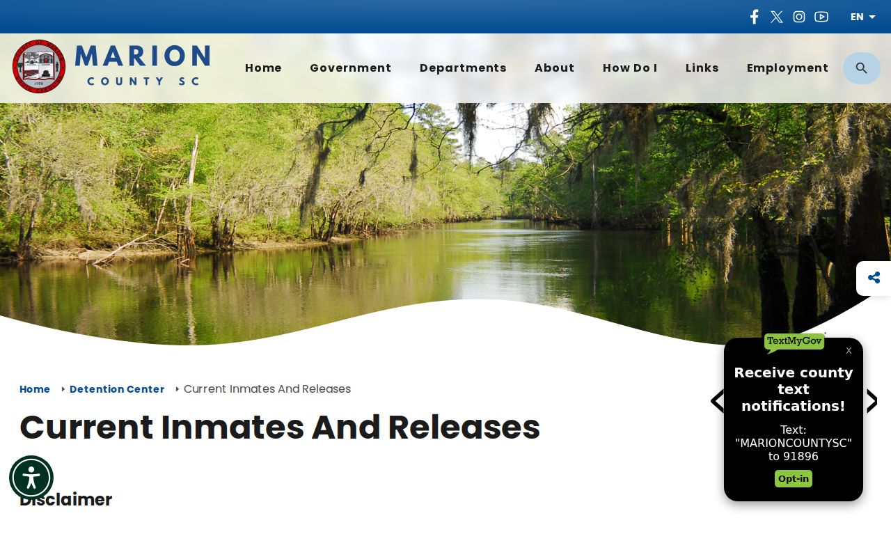 Marion County arrest history current inmates and releases page