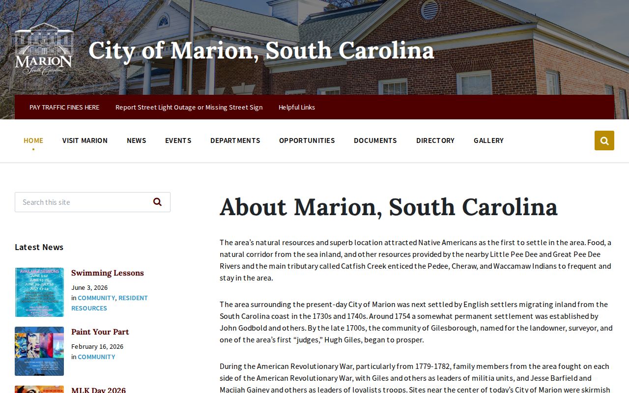 Historic Marion criminal records buildings and City of Marion history