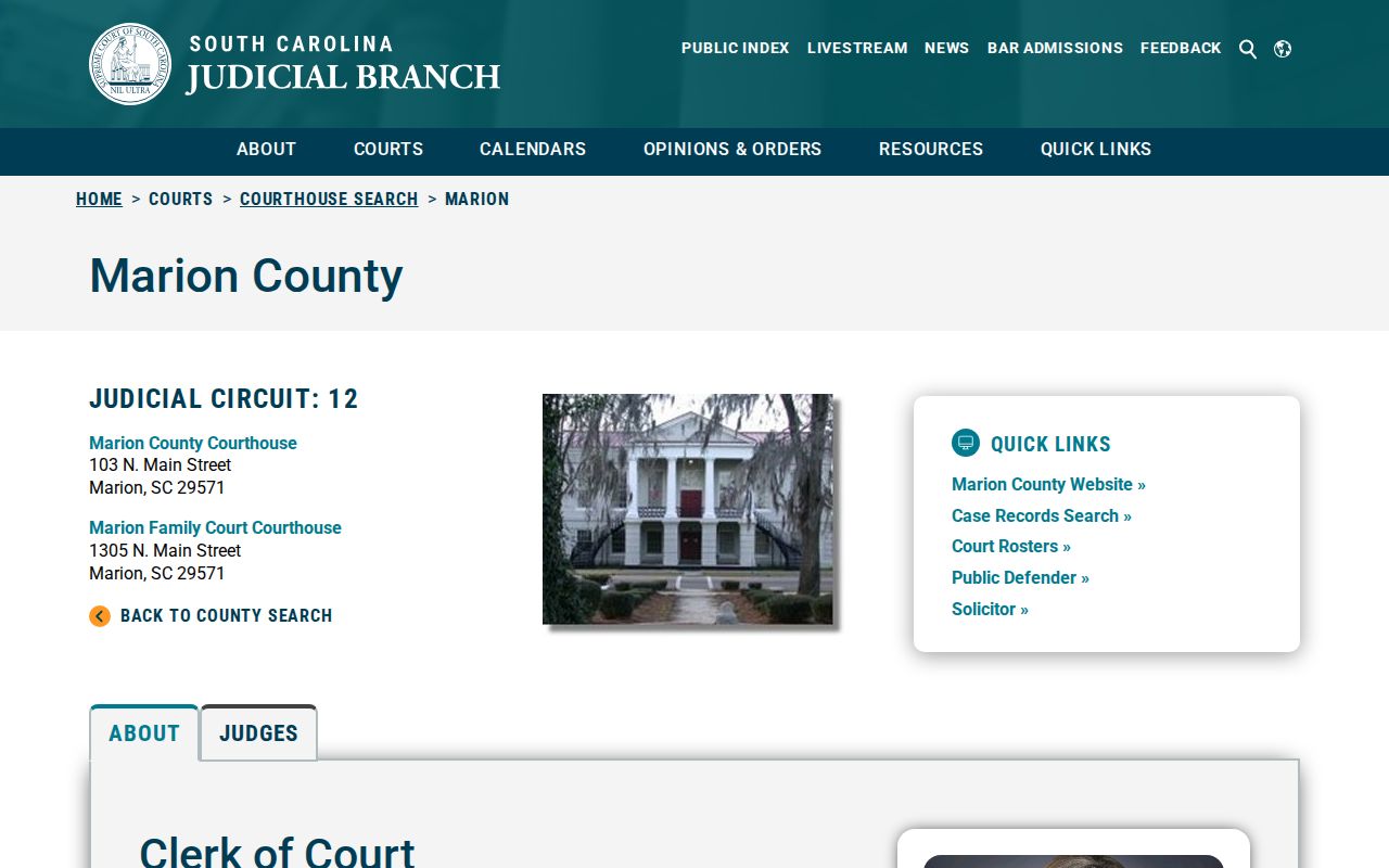 Marion County criminal court directory for county and municipal case records