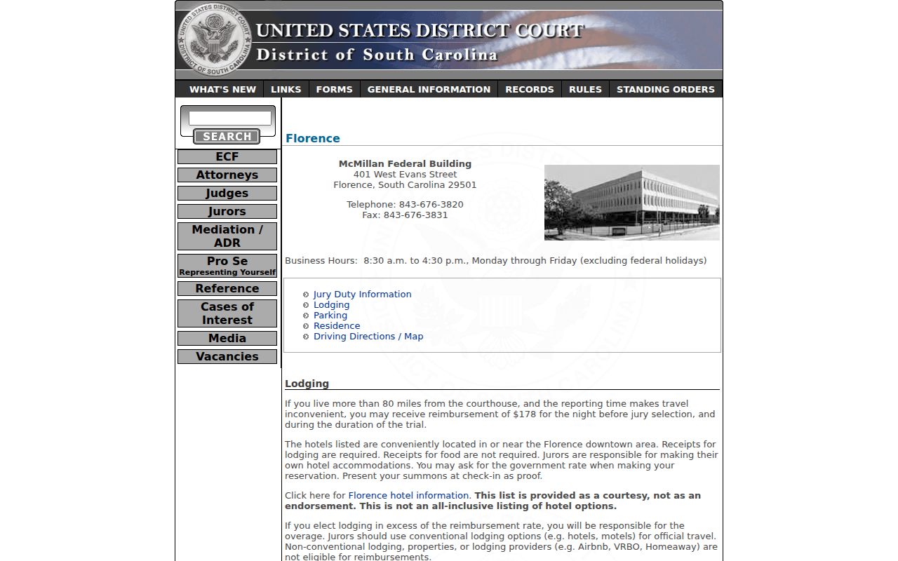 Marion County criminal records Florence federal courthouse