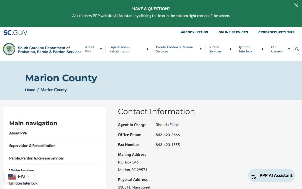 Marion County criminal history probation and parole office