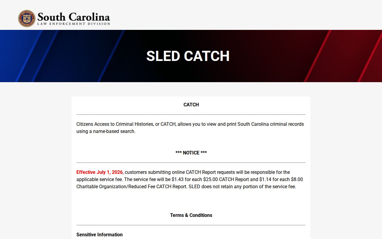 Marion County criminal history CATCH start page